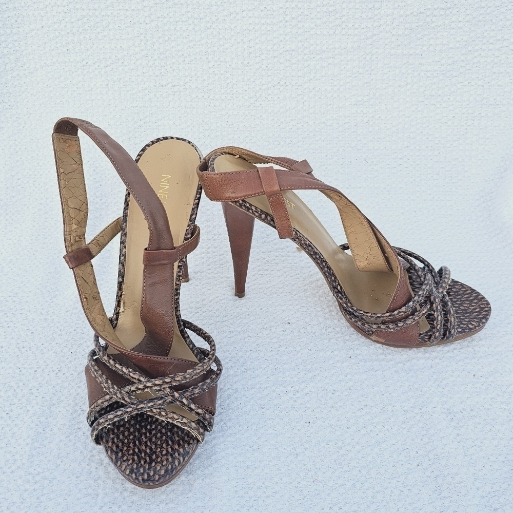 Nine West Allysse Brown leather slingback sandals size 8.5